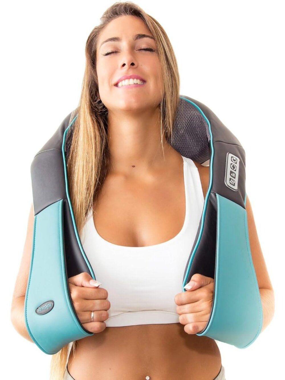 InvoSpa Shiatsu Neck Back Shoulder Massager Heat Therapy Deep Tissue Relaxation